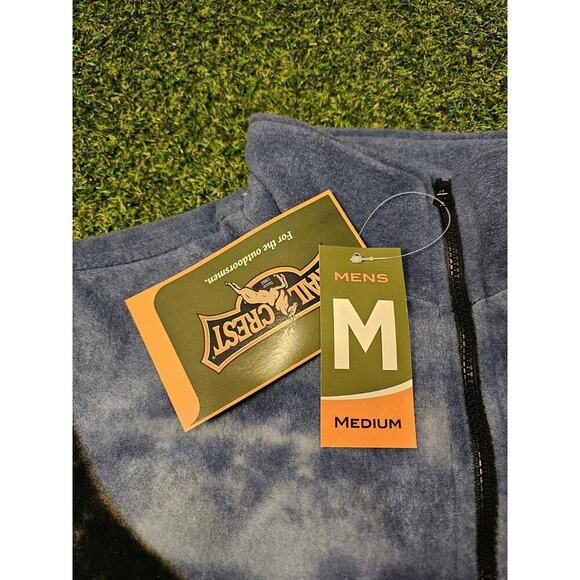 Trail Crest Vest Mens Medium Blue Bald Eagle Trees Fleece Sherpa Lined Nature - Picture 2 of 7